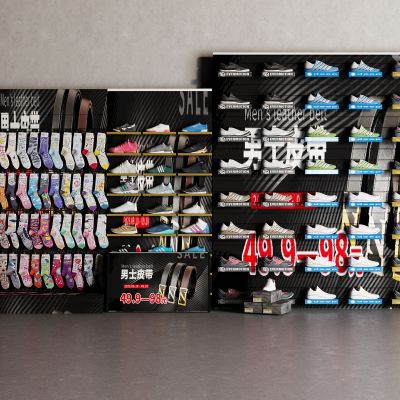 现代货架 牛仔裤 皮带 衣架 衬衫