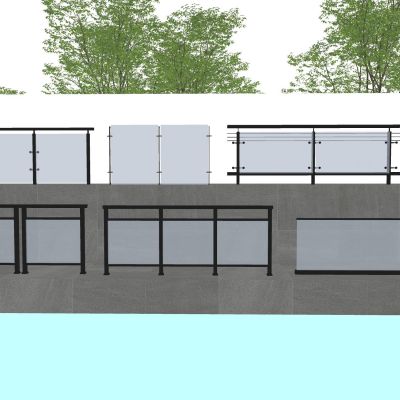 现代玻璃栏杆扶手金属栏杆护栏阳台护栏围栏无框玻璃护栏