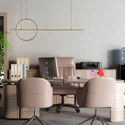 现代大班台 办公桌 文件柜 文件夹 钱 烟