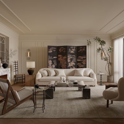 法式中古奶油客厅