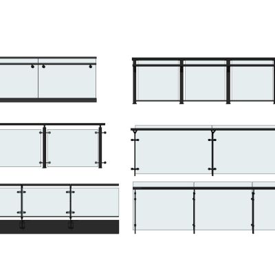 现代玻璃栏杆扶手金属不锈钢栏杆护栏阳台护栏围栏商业护栏