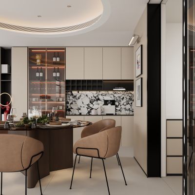 现代餐厅 餐边柜 餐桌椅 酒柜  餐桌