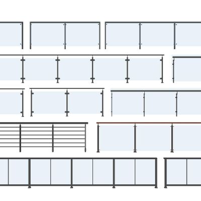 现代玻璃栏杆扶手金属不锈钢栏杆护栏阳台护栏围栏桥体护栏