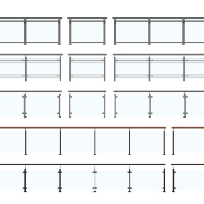 现代玻璃栏杆扶手金属不锈钢栏杆阳台护栏围栏