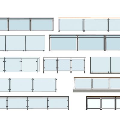 现代玻璃栏杆扶手金属不锈钢栏杆护栏阳台护栏围栏