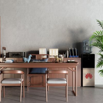 中式大班台 书桌 文件柜 文件夹 饮水机 复印机