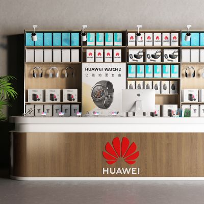 现代接待台 前台 手机 耳机 华为