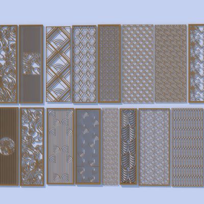 新中式云纹祥云屏风隔断组合