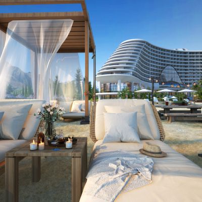 现代沙滩商业场景