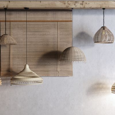 侘寂藤编吊灯