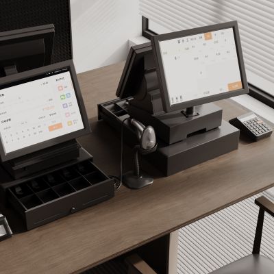 现代收银机 收银台 扫码器 收银机组合