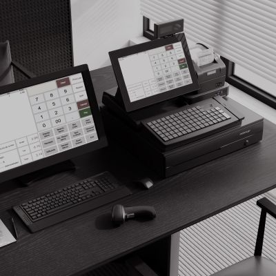 现代收银机 收银台 扫码器 收银机组合