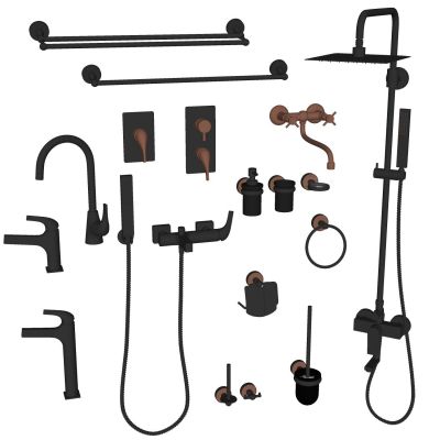 现代水龙头不锈钢水龙头龙头开关卫浴用品喷头花洒毛巾架