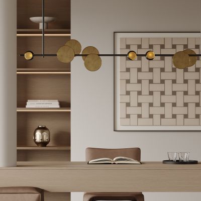 现代吊灯 轻奢吊灯 金属吊灯 长条吊灯 书籍 装饰画