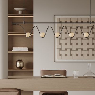 现代吊灯 轻奢吊灯 金属吊灯 长条吊灯 书籍 装饰画