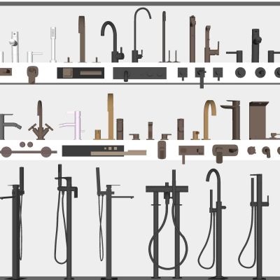 现代水龙头金属水龙头花洒淋浴组合卫浴用品五金构件伸缩水龙头
