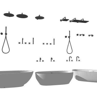 现代水龙头金属水龙头花洒淋浴组合卫浴用品五金构件浴盆浴缸