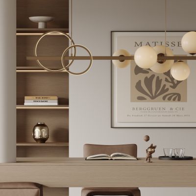 现代吊灯 轻奢吊灯 金属吊灯 长条吊灯 书籍 装饰画