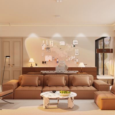 现代客厅 沙发茶几组合 摆件 休闲椅 3D模型