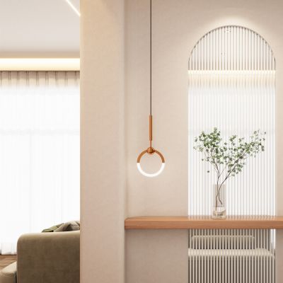 北欧 奶油 轻奢 实木风 圆弧 长虹玻璃 入户隔断 玄关