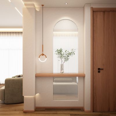 北欧 奶油 轻奢 实木风 圆弧 长虹玻璃 入户隔断 玄关