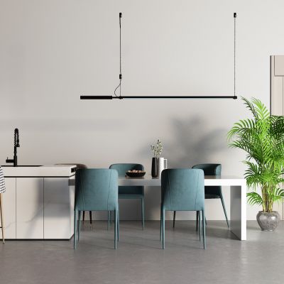 现代岛台 中岛餐桌 落地空调 通顶门