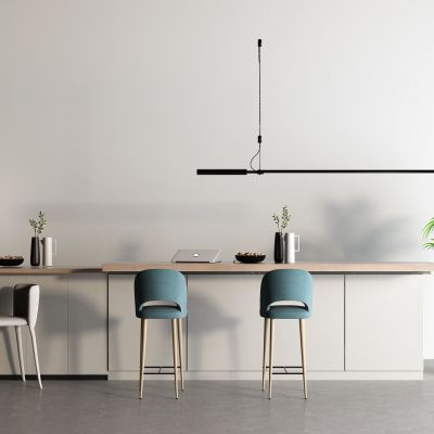 现代吧台 落地空调 通顶门 轻奢吊灯