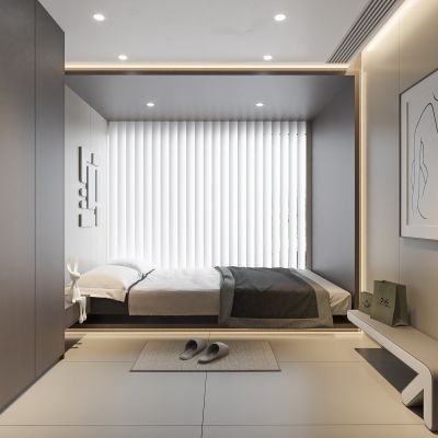 现代卧室  饰品 休闲椅 床头吊灯 无主灯造形吊顶 衣柜