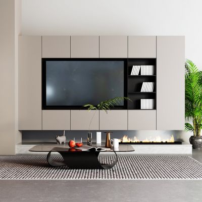 现代电视墙 茶几 落地空调 通顶门