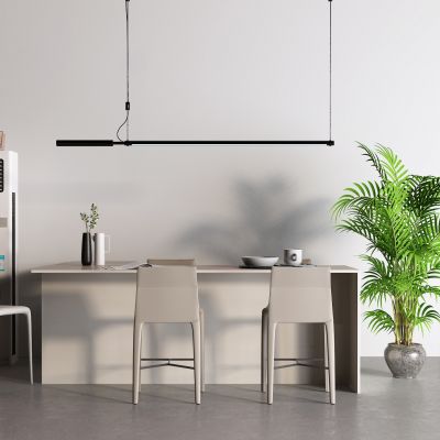 现代吧台 落地空调 通顶门 吊灯 吧椅