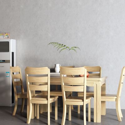 现代原木餐桌 落地空调