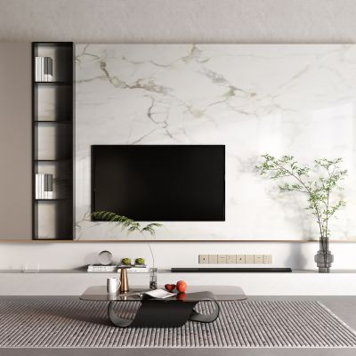 现代电视墙电视柜 落地空调 通顶门