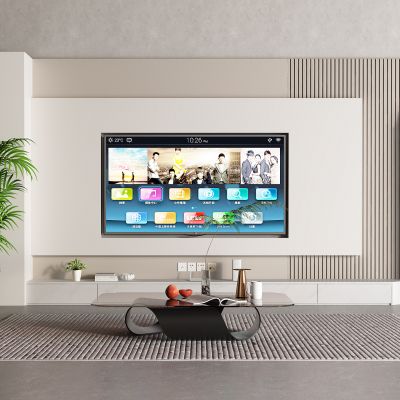 现代电视墙 电视柜 落地空调 盆栽 茶几 插座 路由器 音箱