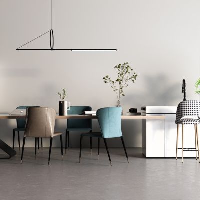 现代中岛餐桌 岛台 落地空调 通顶门