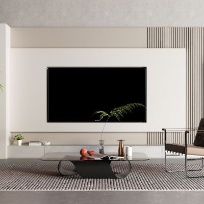 现代电视墙 落地空调 茶几 电视柜