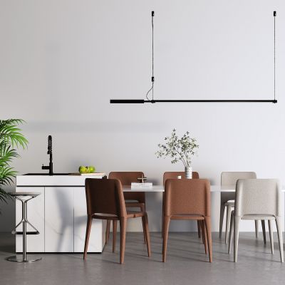 现代中岛餐桌岛台 落地空调 通顶门