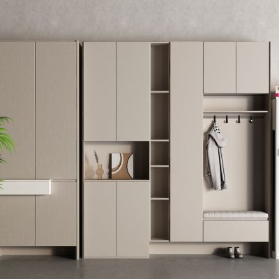 现代鞋柜 落地空调 盆栽