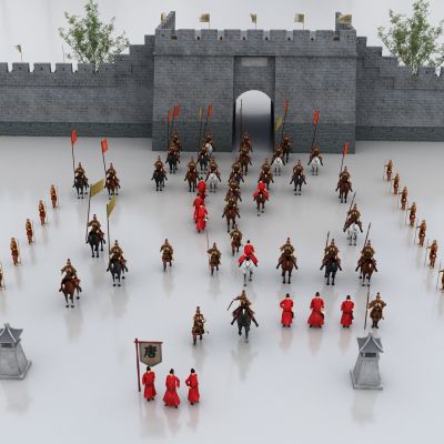 古代官员城墙组合