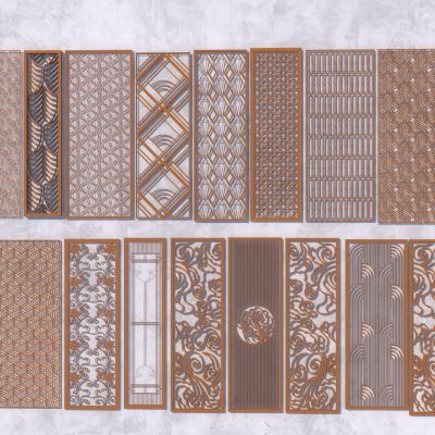 新中式云纹祥云屏风隔断组合