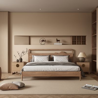 新中式中古卧室床