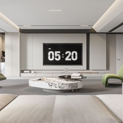 现代客厅 无主灯客厅 沙发组合 茶几组合 饰品摆件