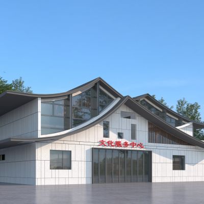 新中式展览馆单体建筑