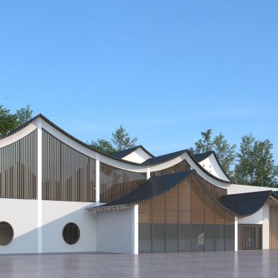 新中式展览馆单体建筑