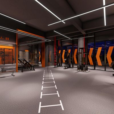 健身房CAD+效果科+SU+PPT方案