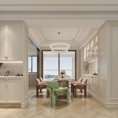 法式奶油风家居餐厅