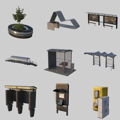 市政户外小品 公交亭 公园广场户外异形座椅 公交站台 电话亭