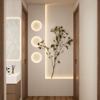 新中式 奶油风 北欧 原木风 灯带造型 走廊 端景 玄关