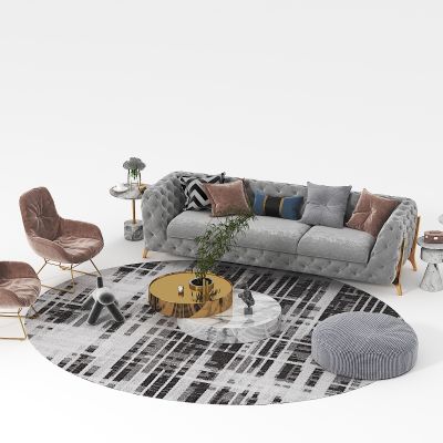 现代法式沙发茶几组合