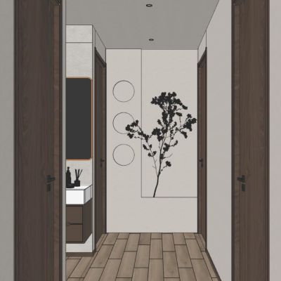 新中式 奶油风 北欧 原木风 灯带造型 走廊 端景 玄关