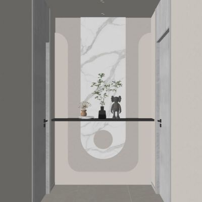 北欧 奶油 原木风 暖色系 造型灯带 走廊 端景 玄关